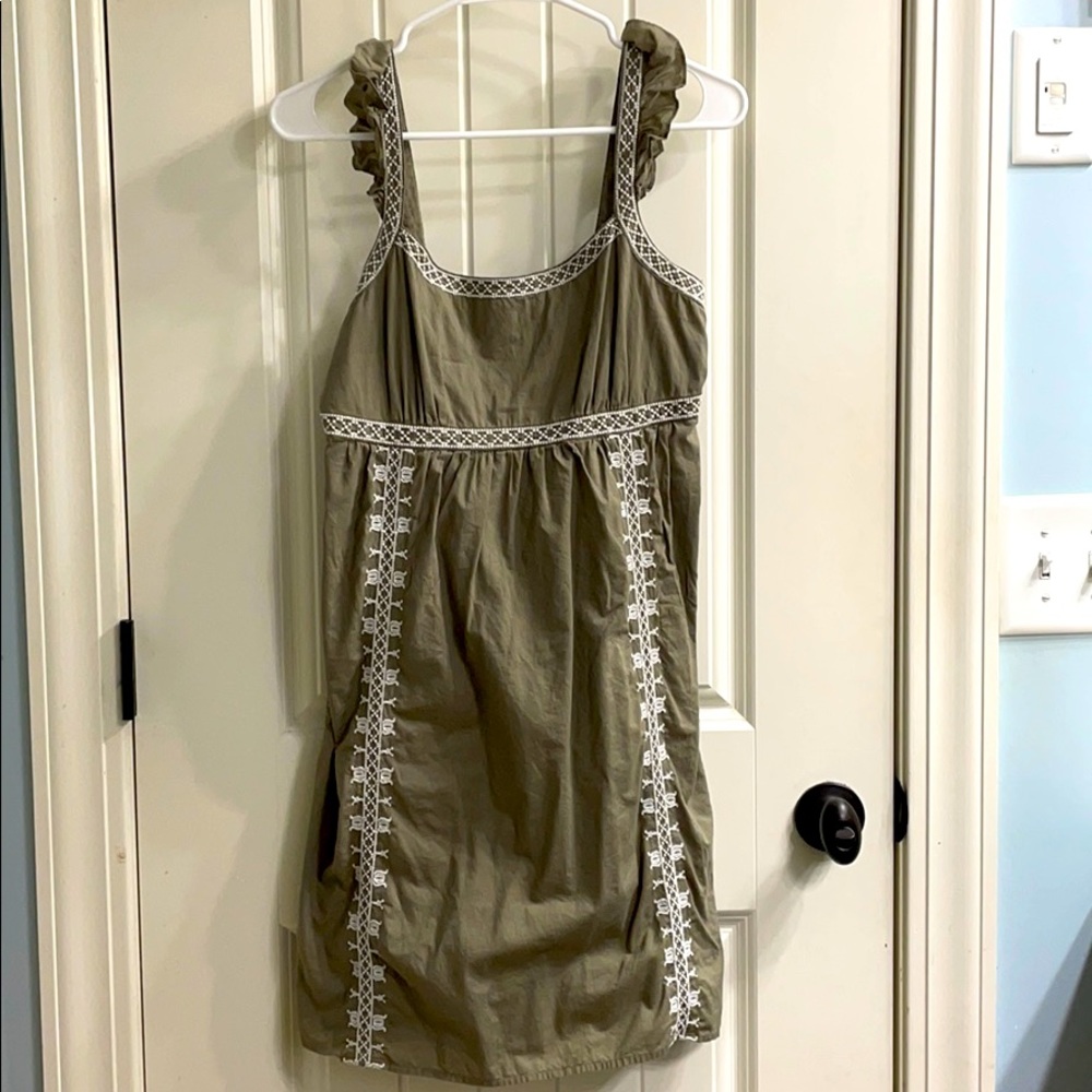 Green with white stitching, Old Navy dress.